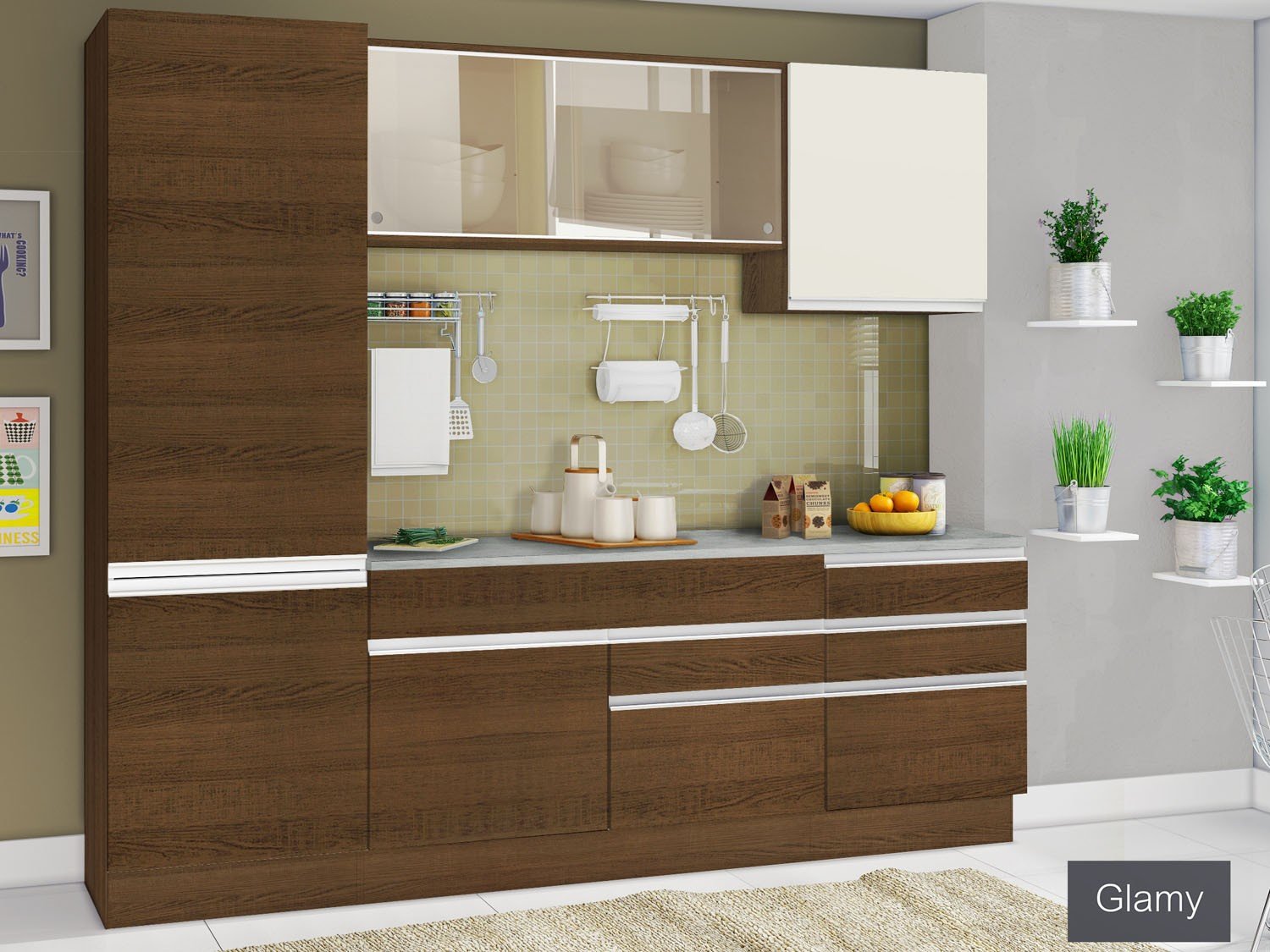 #397130 Cozinha Compacta Madesa Glamy Plus com Balcão 6 Portas 5 Gavetas 1500x1125 px Armario De Cozinha Compacta Glamy #1955 imagens