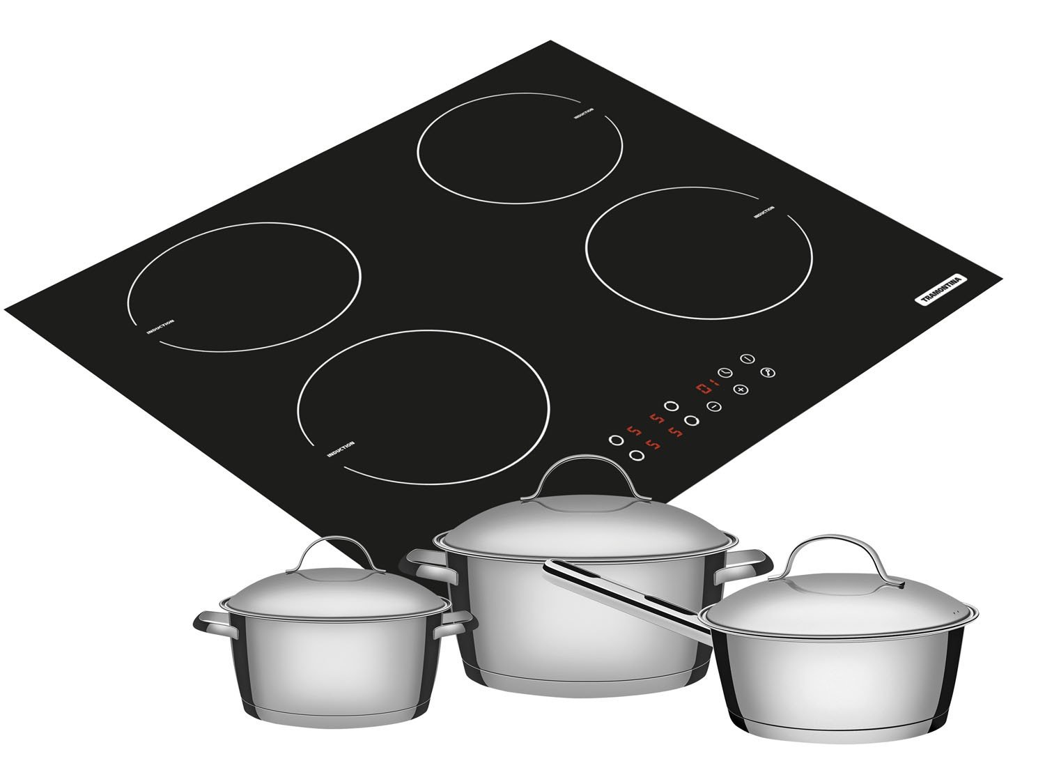 Cooktop 4 Bocas Tramontina Square Touch 4EI 60 Elétrico Grátis Conjunto ...